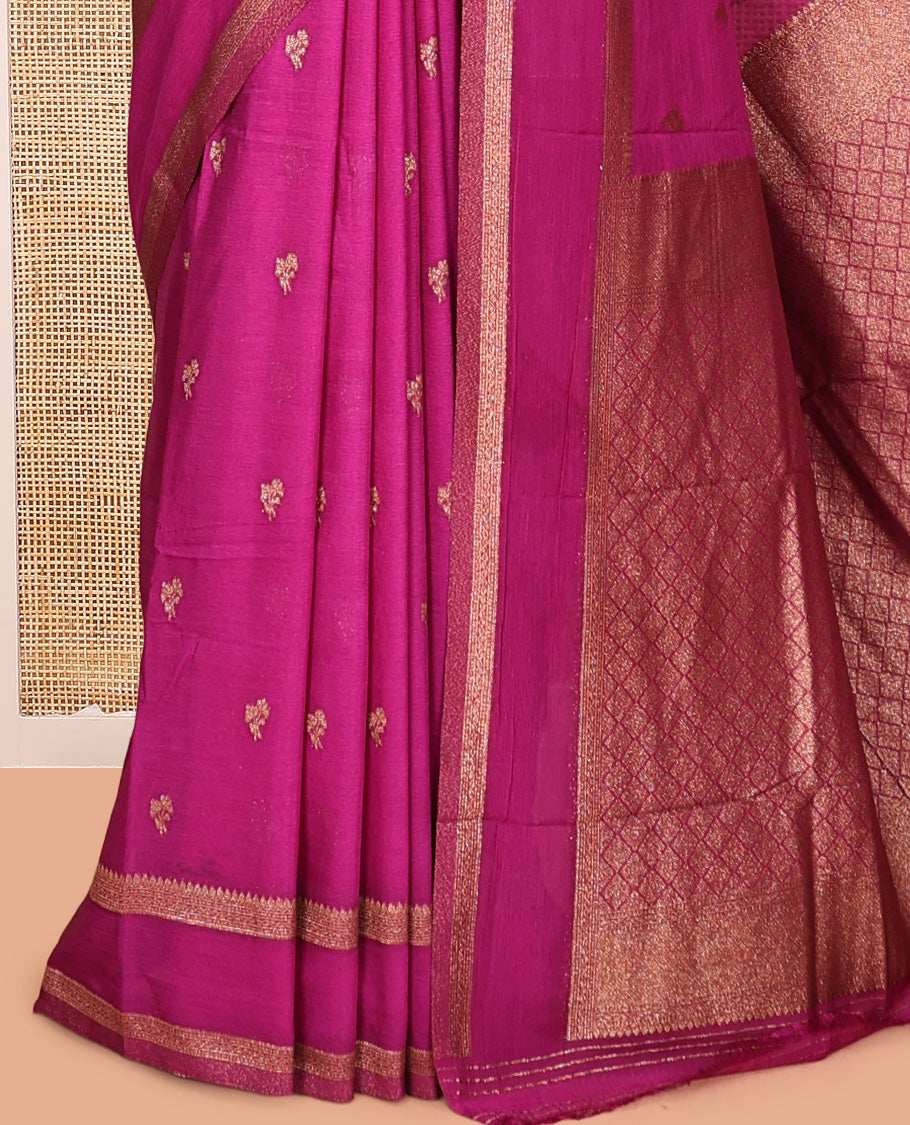 Magenta Fancy Crepe Saree