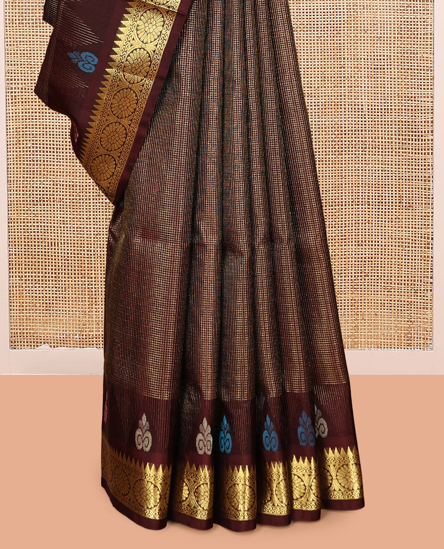 Brown Venkatagiri Silk Saree