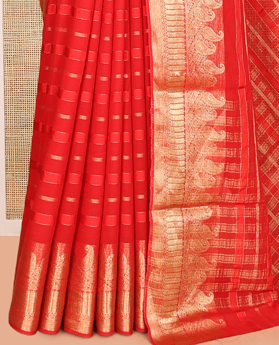 Red Semi Mysore Silk Saree