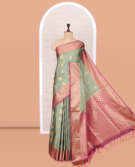 Pale Green Traditional Zari Design Budget Silk Saree