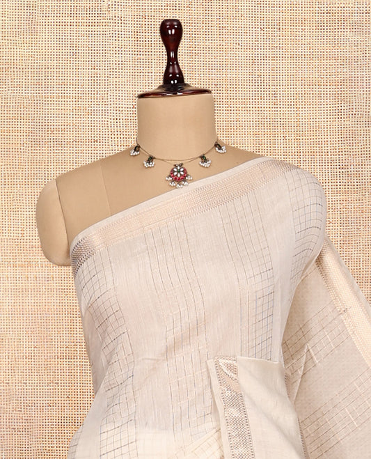 White Assam Silk Saree