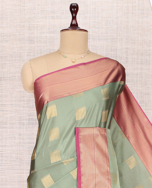 Pale Green Traditional Zari Design Budget Silk Saree