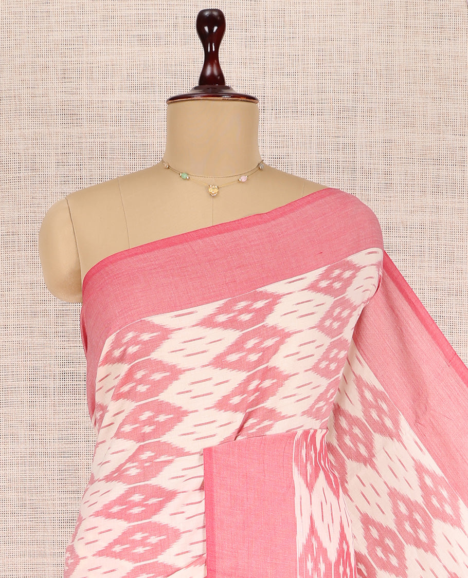 Cream Pochampally Ikat Cotton Saree