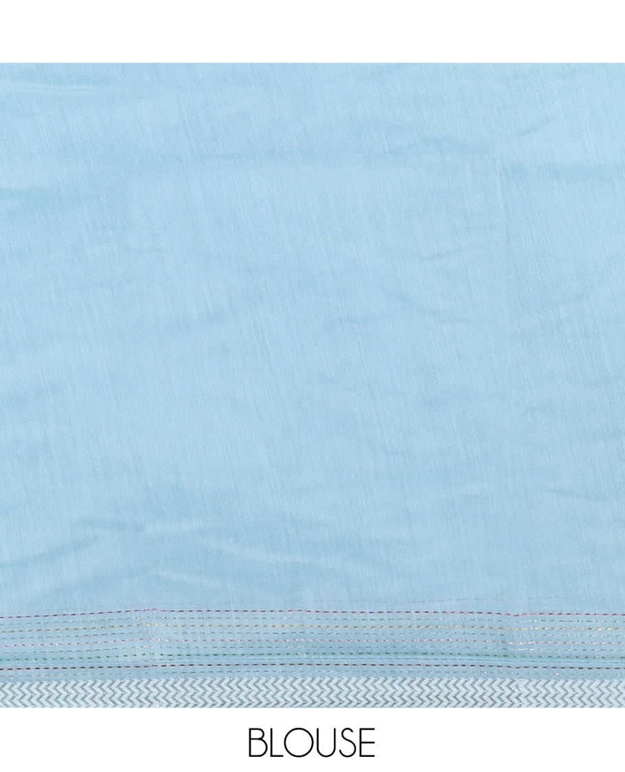 Blue Plain Chanderi Cotton Saree