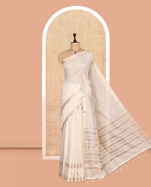 White Assam Silk Saree