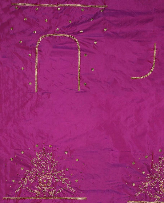 Purple floral  aari embroidered material blouse