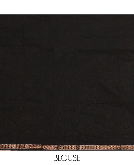 Green Maheshwari Cotton Saree, Mesmerized with Flower Buttas All Over Its Body, Subtly Woven Piping Border, Captivating Contrast Pallu Steeped with Buttas, and Paired with a Contrast Blouse