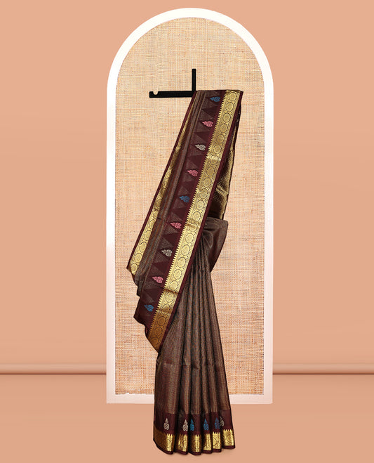 Brown Venkatagiri Silk Saree