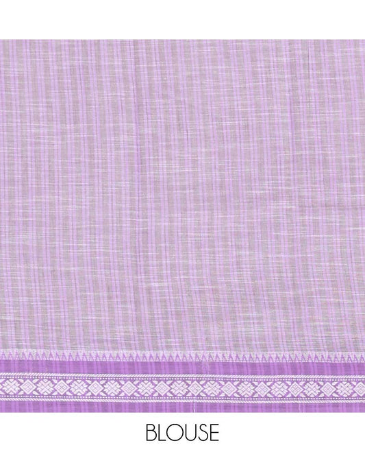 Lavender pichwai style god motifs chirala cotton saree contrast border & striped pallu