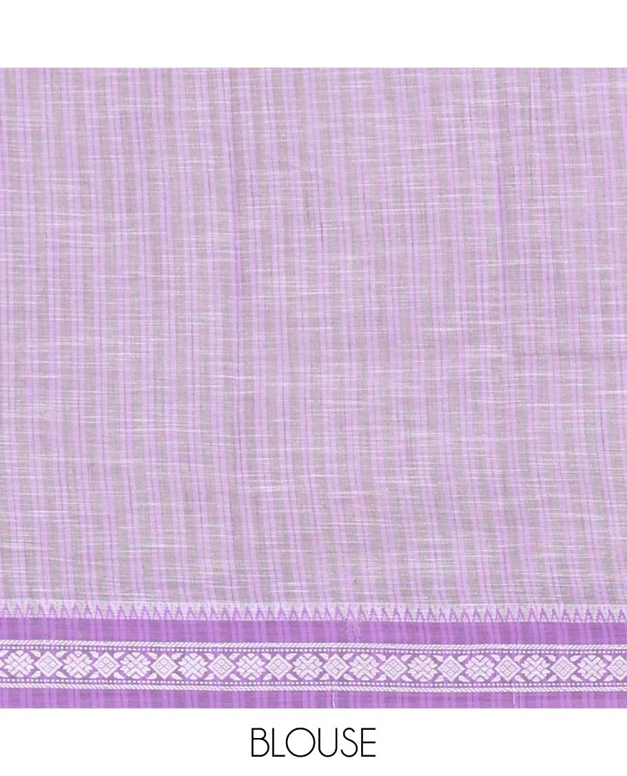 Lavender pichwai style god motifs chirala cotton saree contrast border & striped pallu