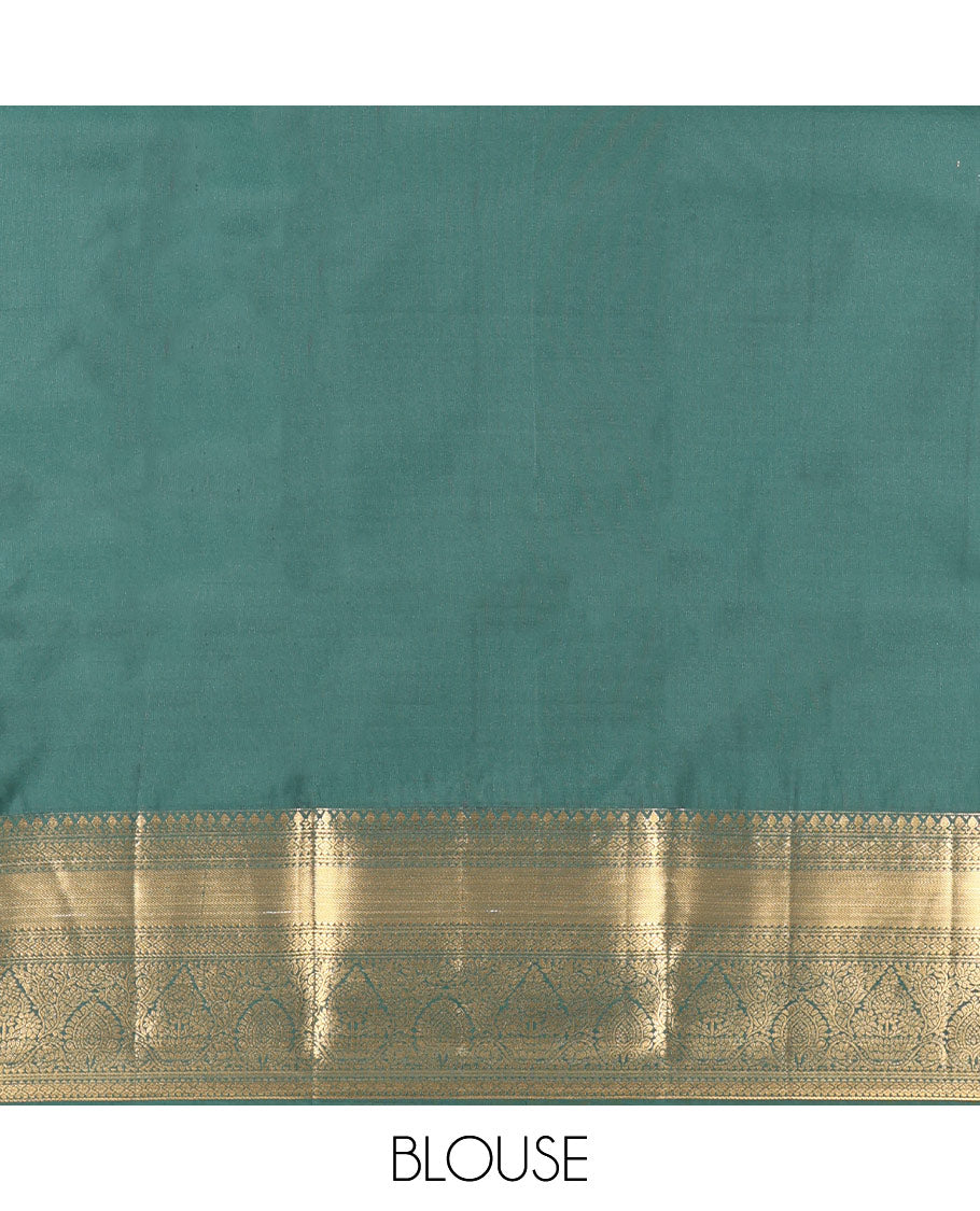 Green Budget Silk Saree, Woven with Zari Buttas, Highlighted by a Traditional Border, Grand Pallu, and a Matching Blouse