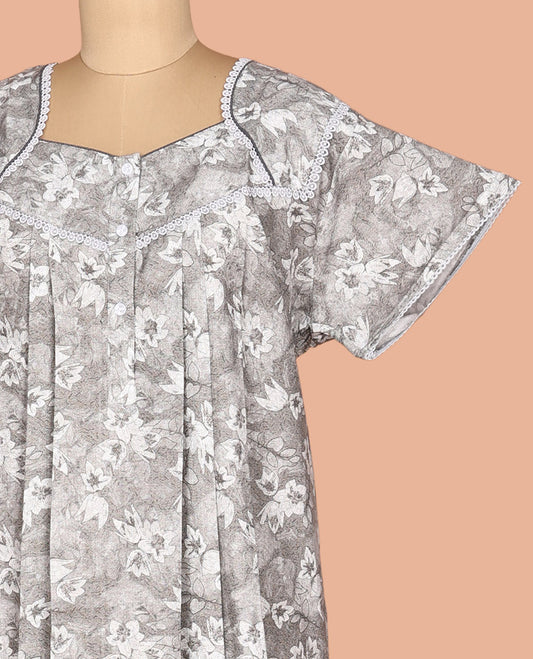 Light Grey Cotton-Blended Nighty