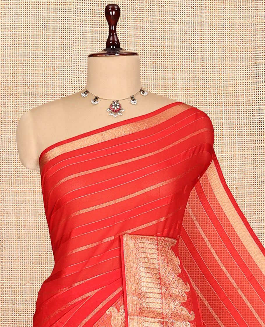 Red Semi Mysore Silk Saree