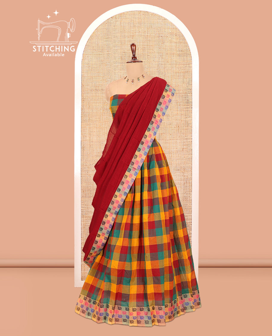 Multi-Color Chettinad Cotton Half-Saree