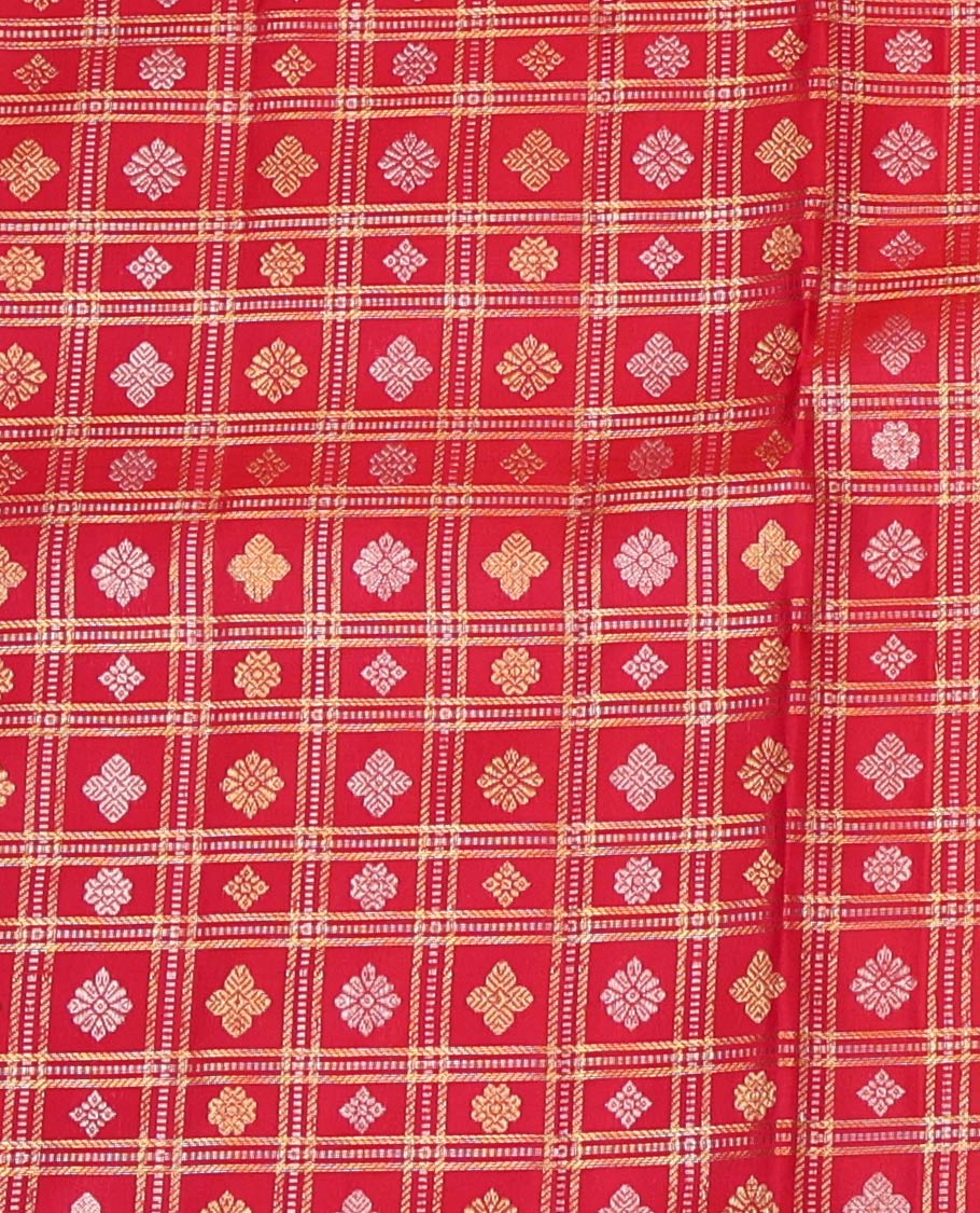 Red Pure Silk Pavadai Material Set