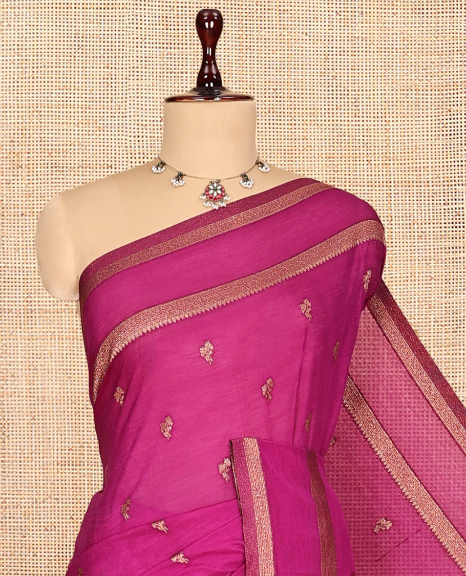 Magenta Fancy Crepe Saree