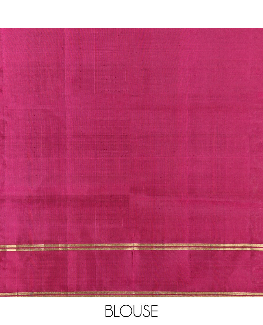 Brown Mayuri Lite Silk Mix Saree, Adorned with Zari Buttas, Complemented by Contrast Border, Pallu of Intricate Designs and a Contrast Blouse