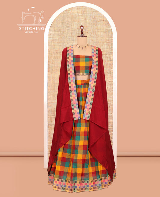 Multi-Color Chettinad Cotton Half-Saree