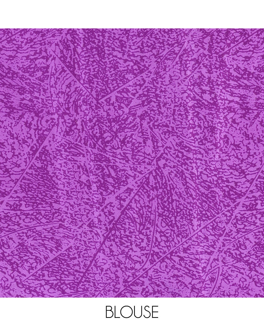 Borderless black and violet peacock feathers style abstract printed Gajji silk saree, peacock feathers printed pallu, and a contrast printed blouse