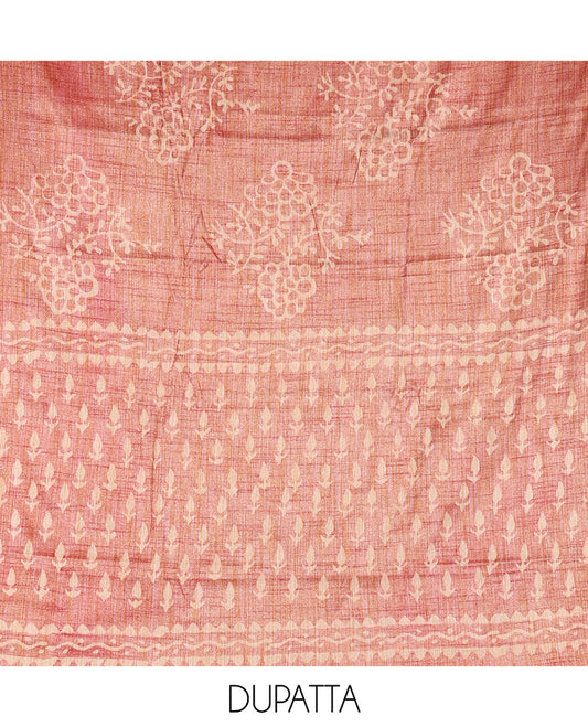 Light Maroon Semi-Silk Khadi Jute Material Chudidar Set