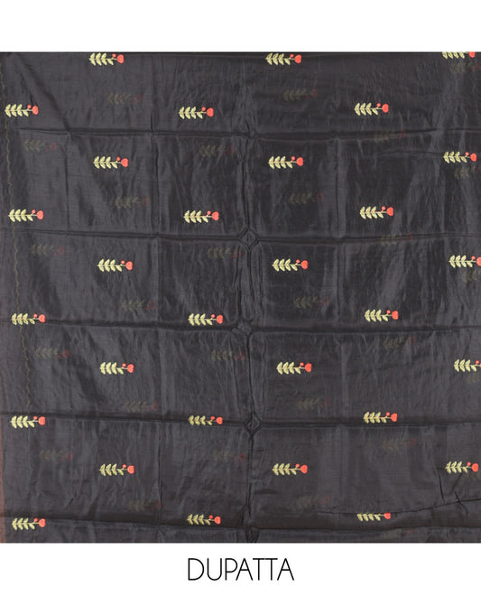 Black Mul Chanderi Material Chudidar Set