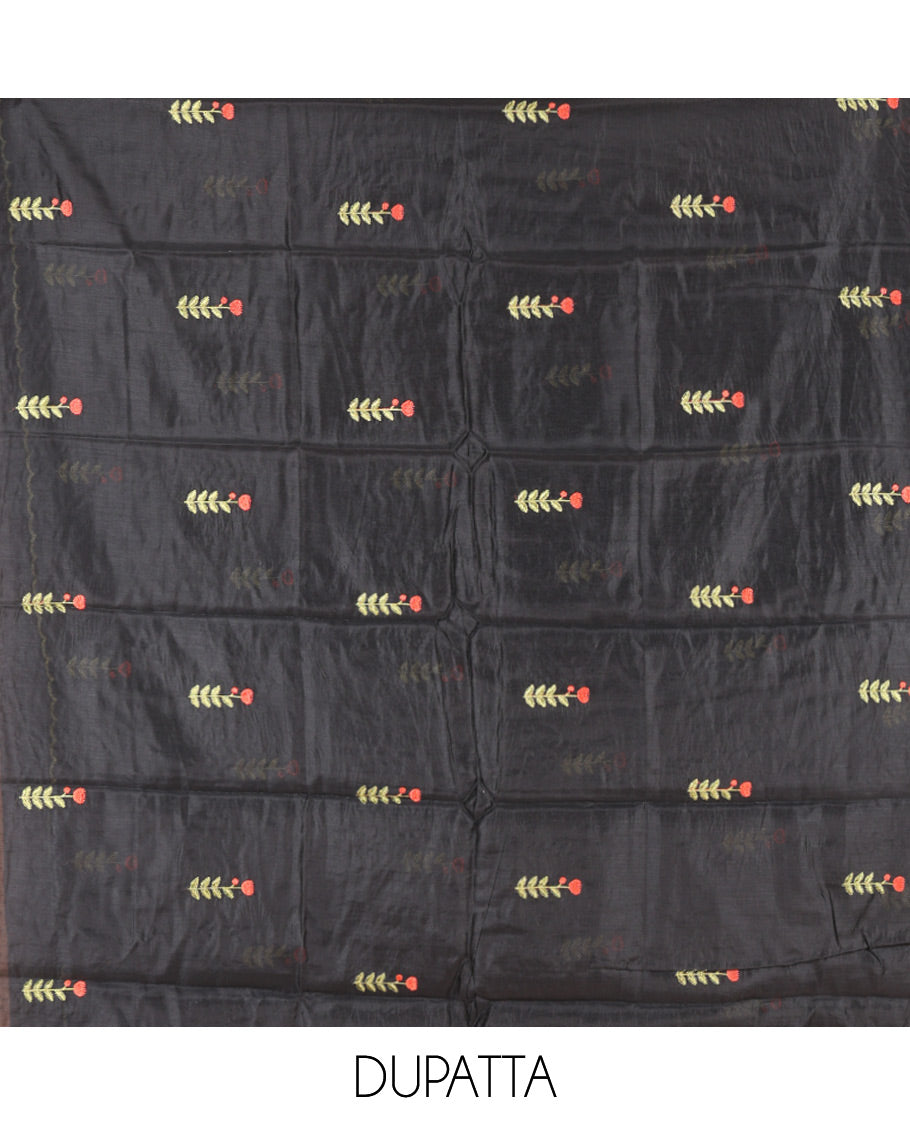 Black Mul Chanderi Material Chudidar Set