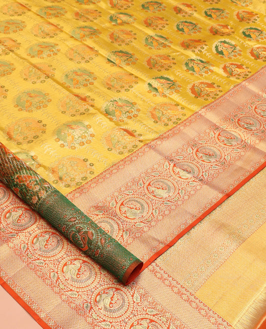 Yellow Kanchipuram Tissue Silk Saree