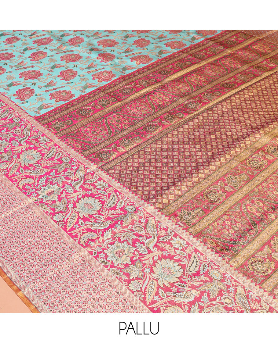 Blue Kanchipuram Tissue Bridal Silk Saree