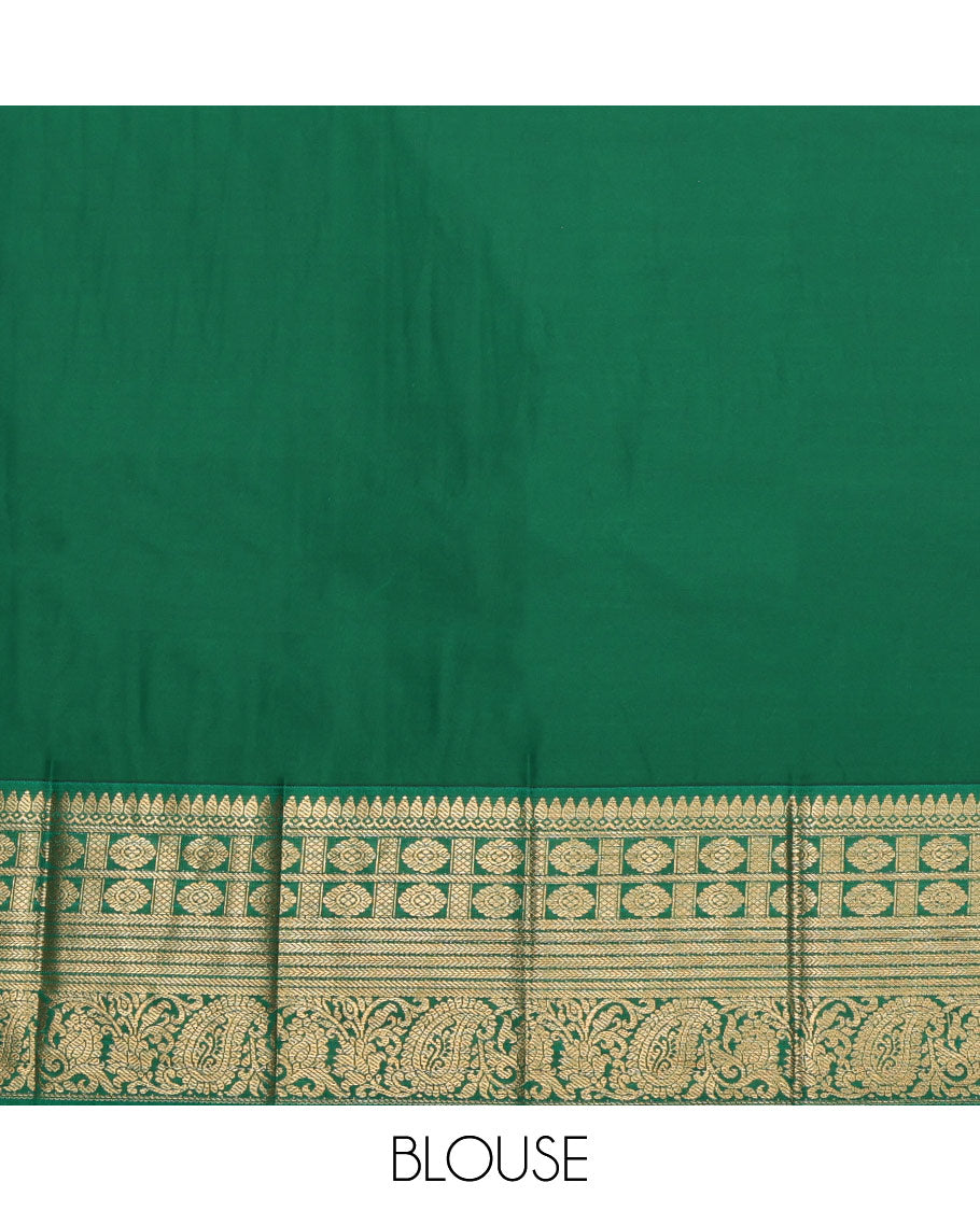 Blue Budget Silk Saree, Finely Woven with Zari Buttas All Over Its Body, Complemented by a Contrast Traditional Zari Design Border, Grand Pallu, and Paired with a Contrast Blouse
