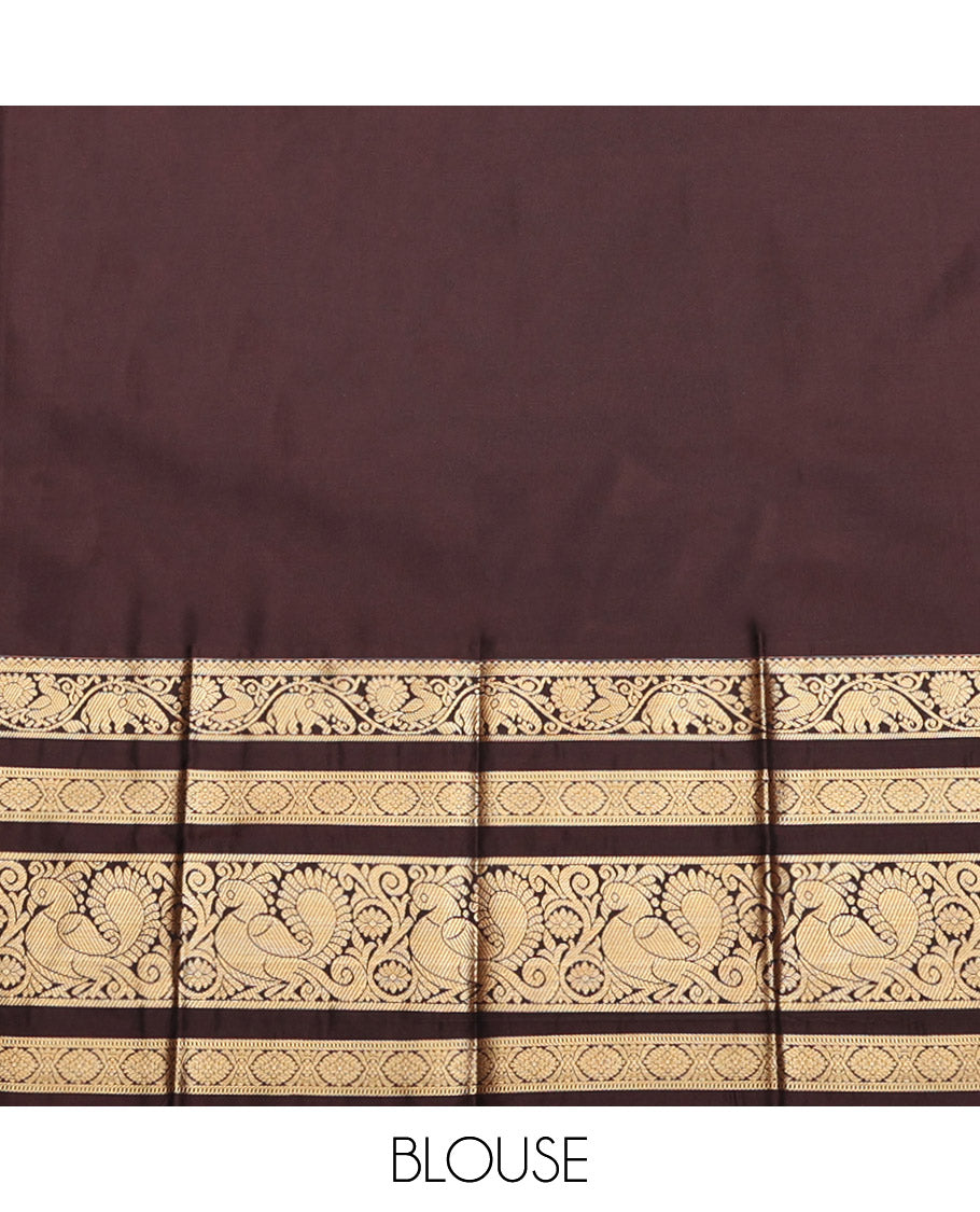 Green Budget Silk Saree with Zari Buttas, a Contrast Traditional Zari  Border, Grand Pallu,Contrast Blouse