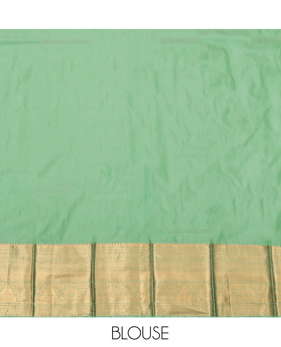Pink Budget Silk Saree, Decked Up with Zari Buttas, Complemented by Contrast Traditional Zari Border, Grand Pallu and a Contrast Blouse