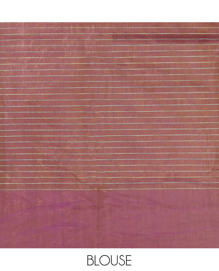 Brown Silk Cotton Saree, Adorned with Checks On Its Body, Complemented by Contrast Temple Border, Intricately Designed Pallu and Paired with a Contrast Blouse