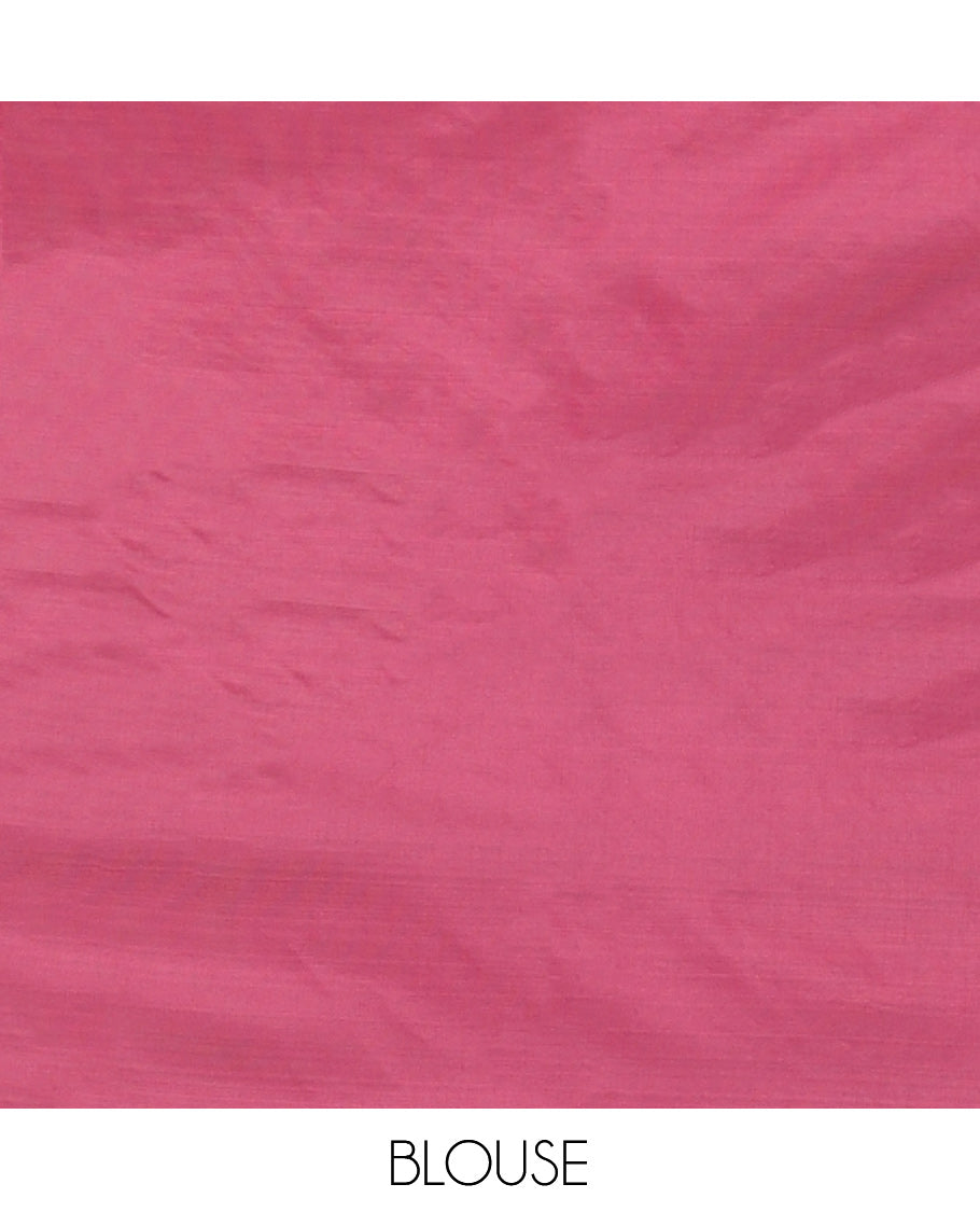 Borderless Pink-Purple Zari Striped Arani Saree, a Self-Pallu of Zari Stripes, and a Matching Blouse