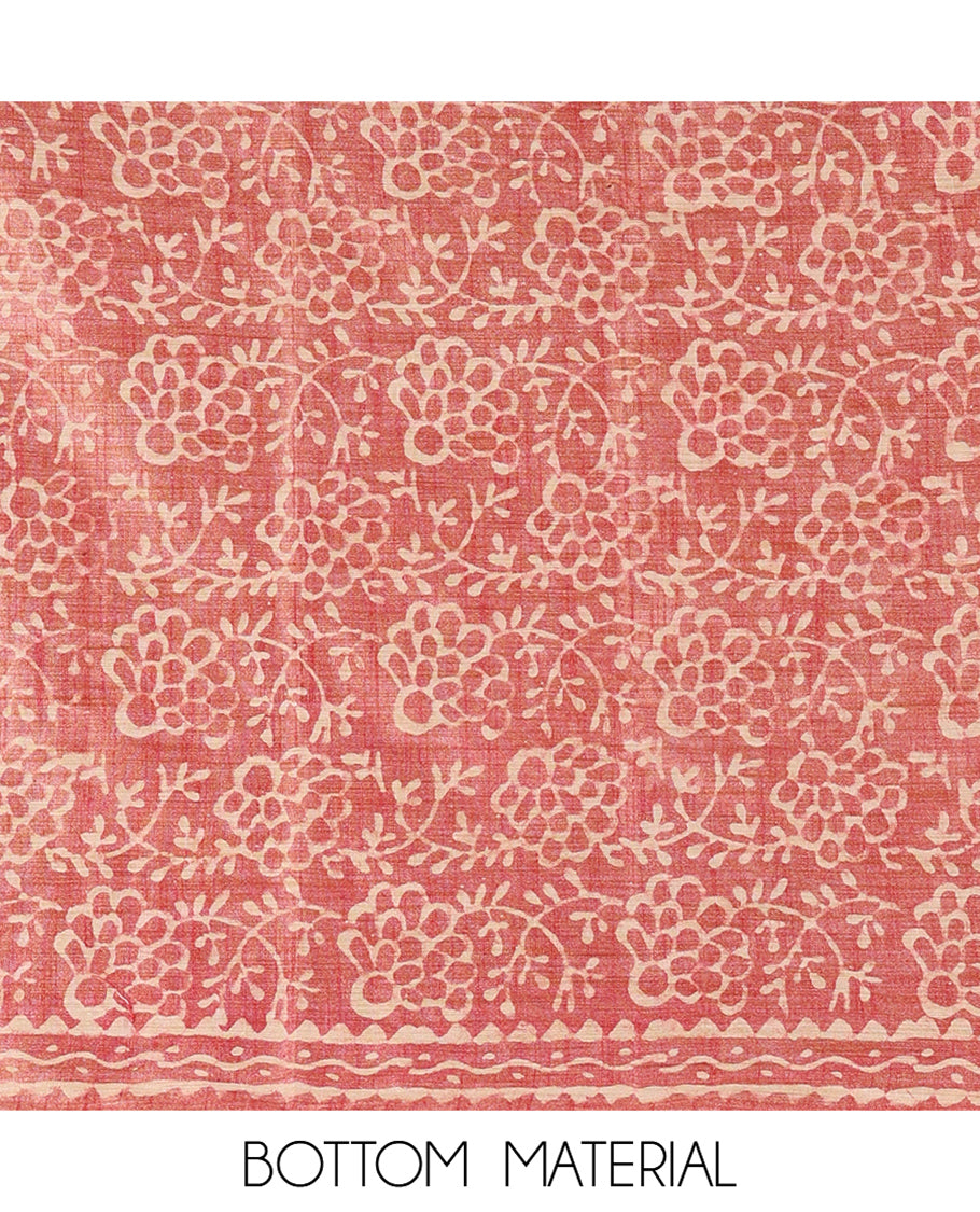 Light Maroon Semi-Silk Khadi Jute Material Chudidar Set