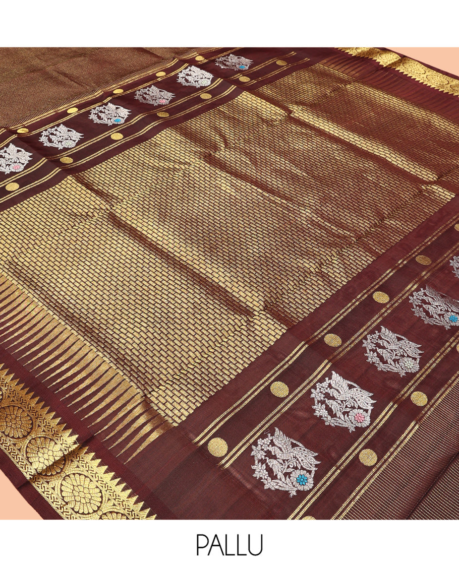 Brown Venkatagiri Silk Saree