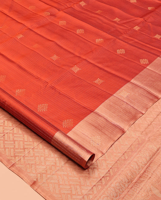 Orange Butta and Stripes Mayuri Lite Silk Mix Saree