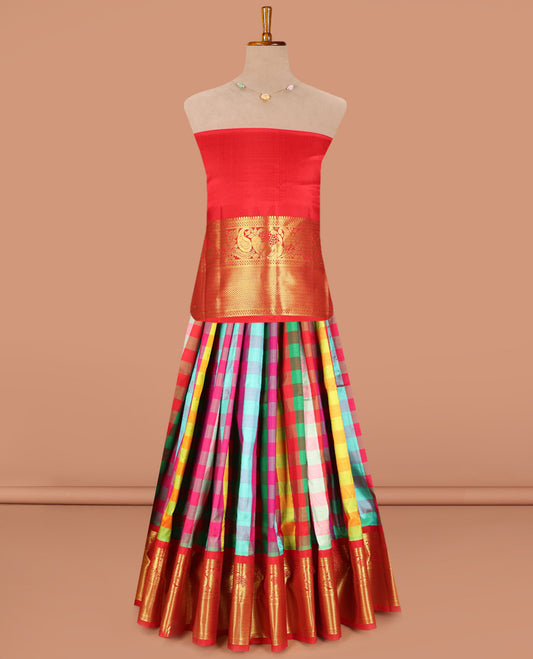 Multi-Color Pure Silk Navarathna Pavadai Material Set