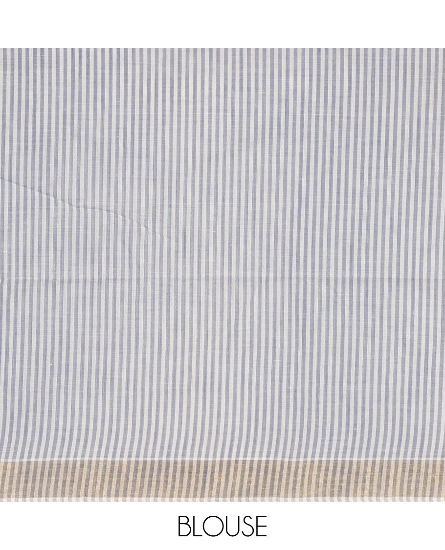Cream-Grey Jute Cotton Saree