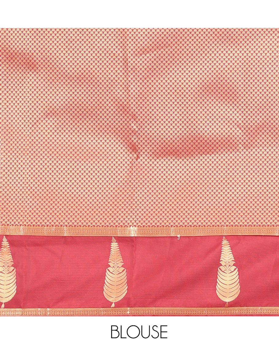 Dark Maroon Jacquard Budget Silk Saree, Zari Traditional Border, Jaal Pallu, and Jacquard Blouse