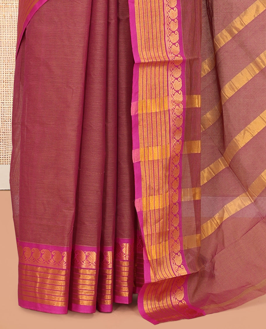 Dark Onion Pink Plain Venkatagiri Cotton Saree