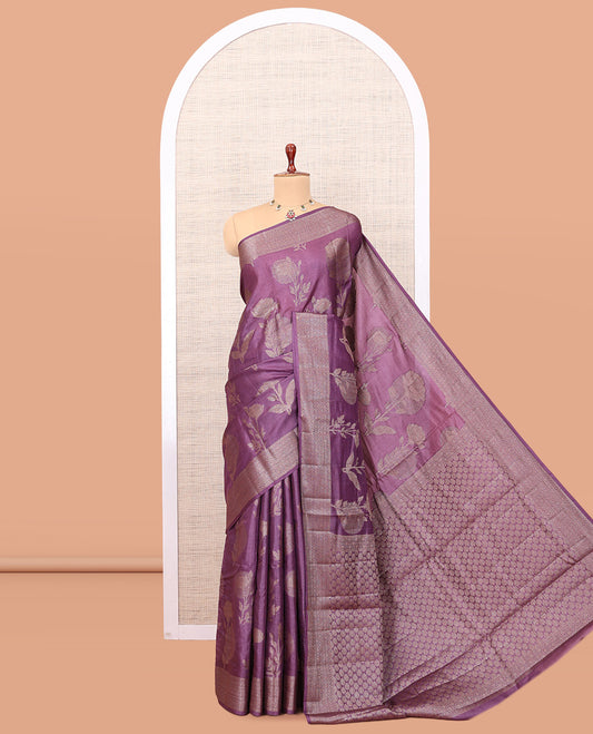 Purple Tussar Silk Saree