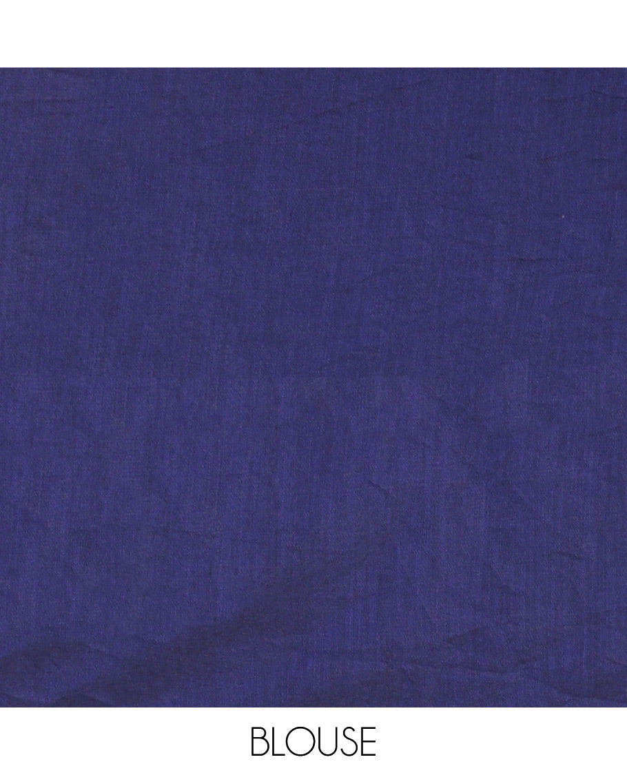 Borderless Navy Blue Mul Cotton Saree, Subtly Sparkled With Big Sequins Work On Its Body, a Self-Pallu and Paired with a Matching Blouse