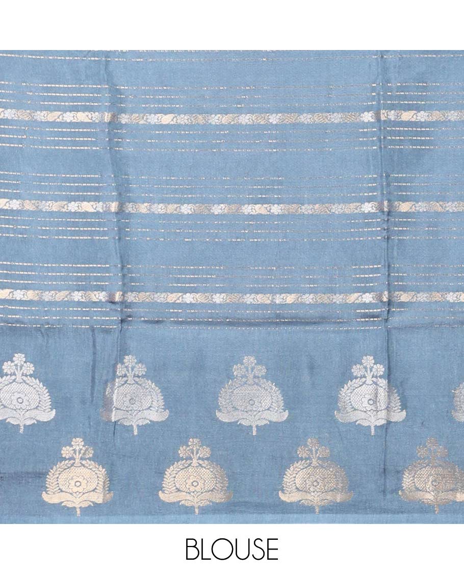 pink striped mushru silk saree se;f floral motifs border & striped zari pallu