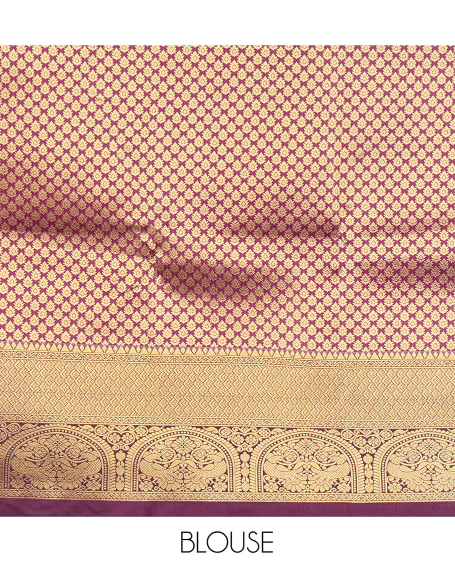 Light Pink Art Silk Saree, Elevated with Zari Buttas, Contrast Traditional Border, Grand Pallu and Matching Blouse