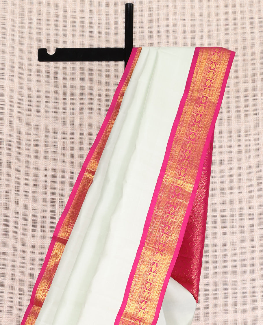Cream Plain Kanchipuram Silk Saree