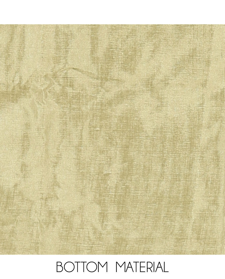 Green material chudidar set, stone work moss organza top, a matching bottom, and scallop stone work moss organza dupatta