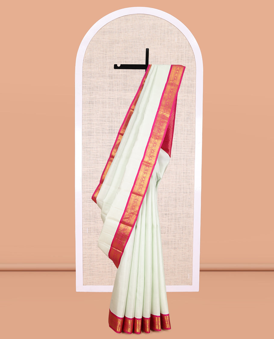 Cream Plain Kanchipuram Silk Saree