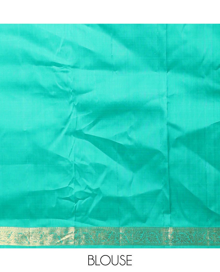 Brown buttas kancheepuram silk saree with contrast zari border & traditional zari design pallu