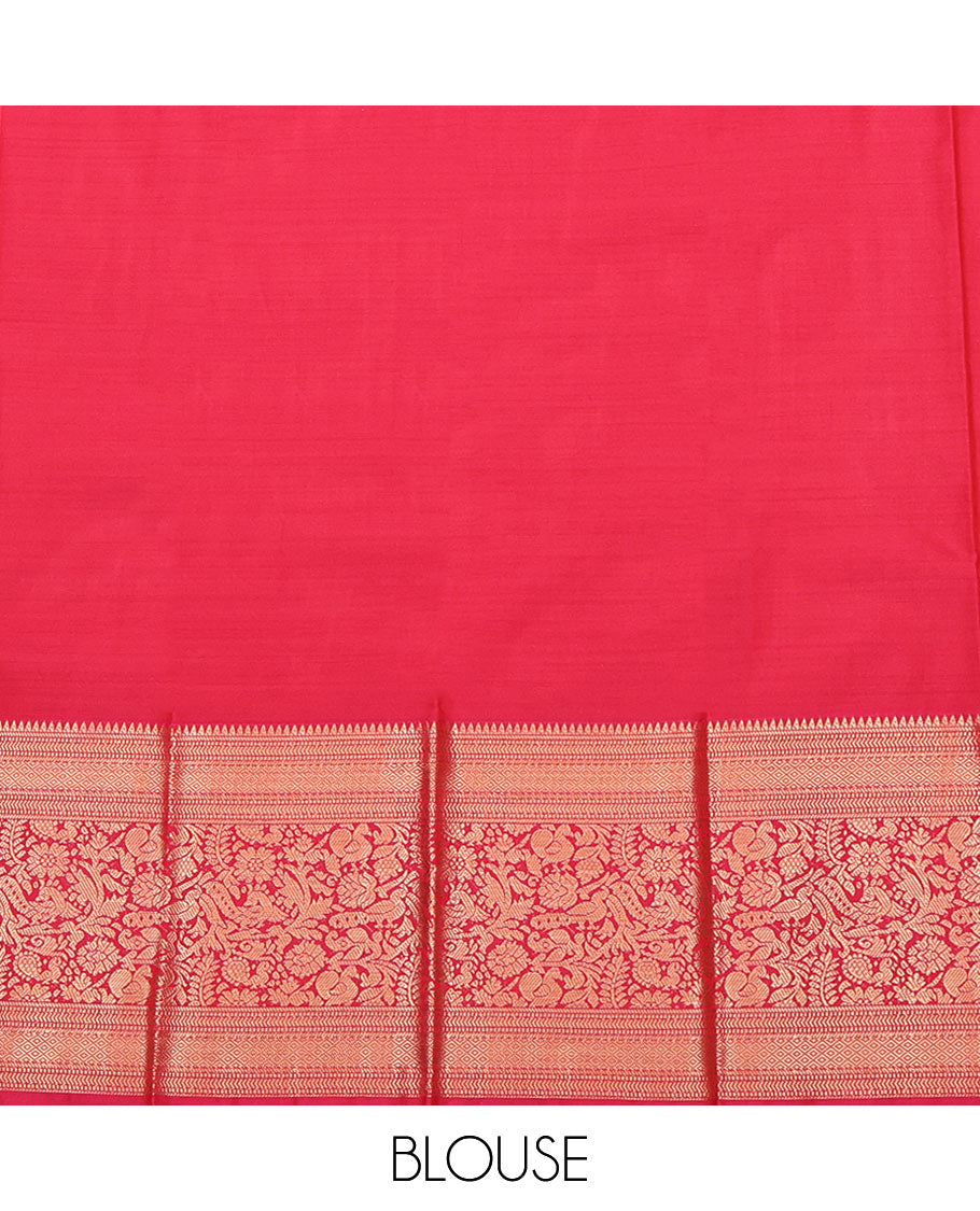 Blue Budget Silk Saree, Embellished with Zari Buttas and Stripes All Over Its Body, Highlighted by a Traditional Zari Design Big Border, Contrast Pallu of Jaal Designs, and Paired with a Contrast Blouse