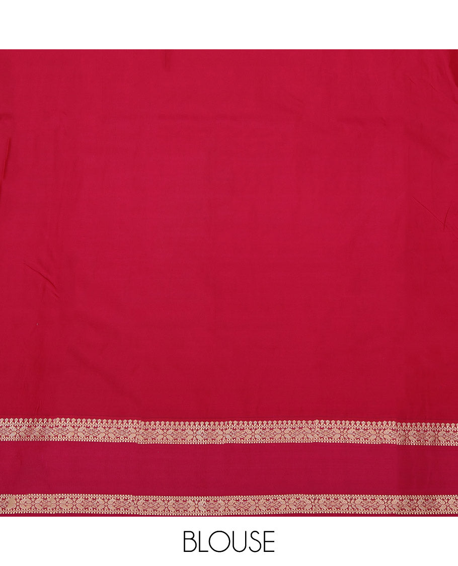 Turquoise Budget Silk Saree, Subtly Woven with Zari Buttas All Over Its Body, Complemented by a Contrast Traditional Zari Design Rettai Pettu Border, Pallu of Jaal Designs, and Paired with a Contrast Blouse